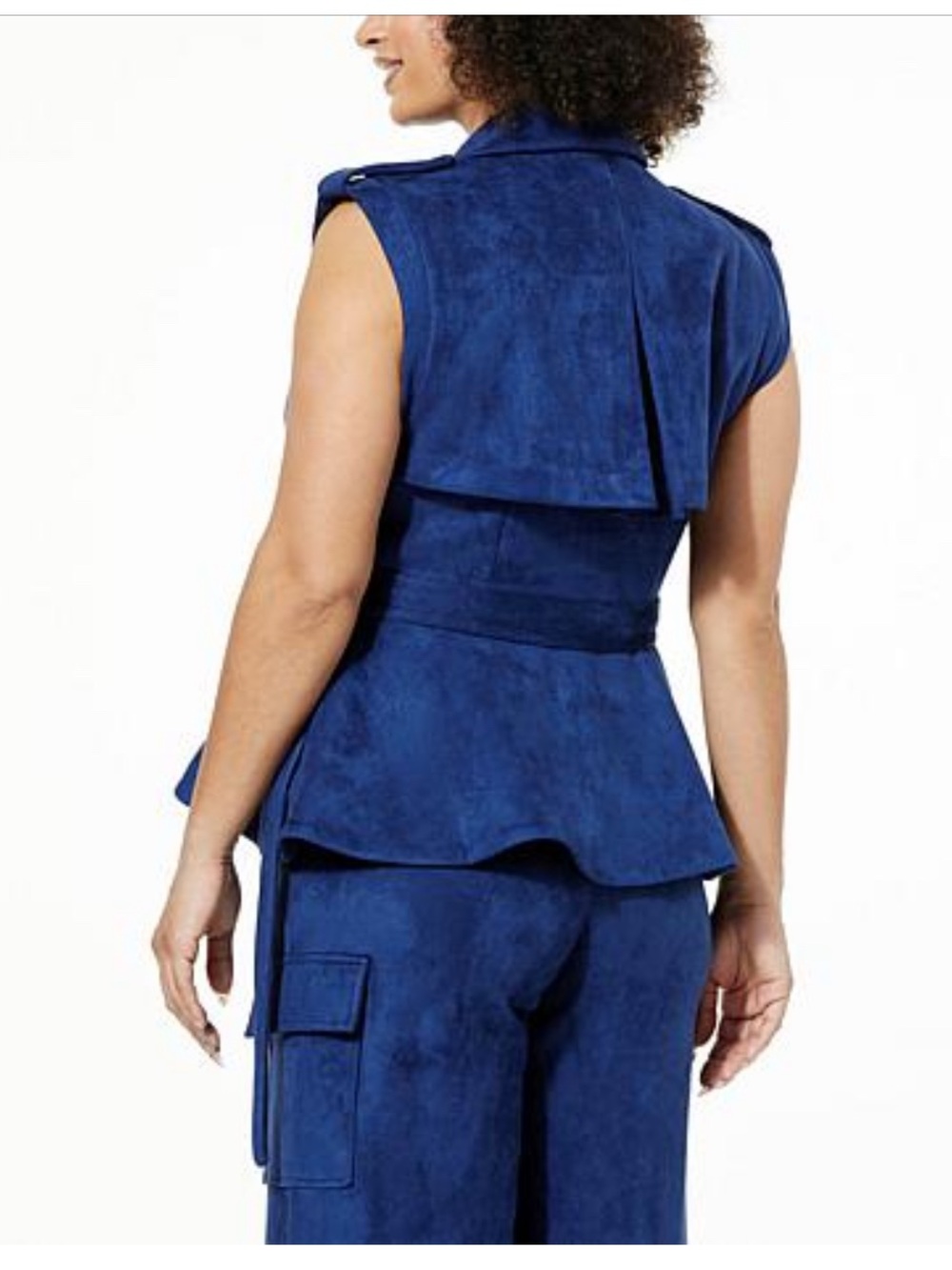 Emanuel Ungaro Rich Royal Blue Sleeveless Peplum Vest